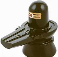 Haridwar Divine Handcrafted Shivling Idol - Hand Painted Stone Sculpture with Tilak - Black 1 Piece for Temple Pooja Home-thumb1