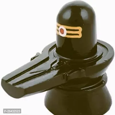 Haridwar Divine Handcrafted Shivling Idol - Hand Painted Stone Sculpture with Tilak - Black 1 Piece for Temple Pooja Home-thumb2