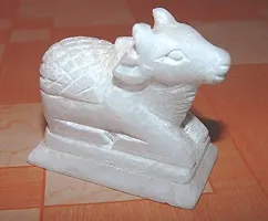 Haridwar Divine Marble White Nandi: Channeling Spiritual Positive Energy, Spreading Happiness of Lord Mahadev for Temple, Pooja ghar-thumb1