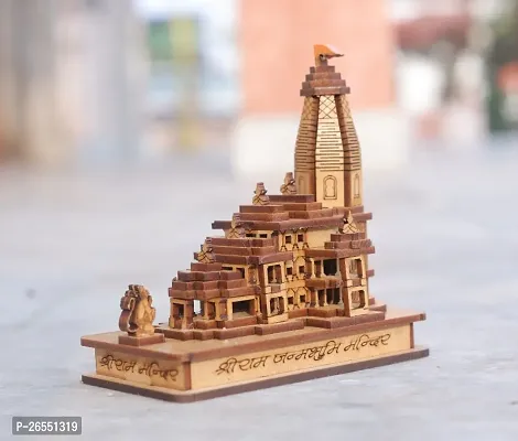 HaridwarDivine Ayodhya Ram Janambhoomi Wooden Mandir for Home Pooja Diwali Small 12 X 6 X 12 CM