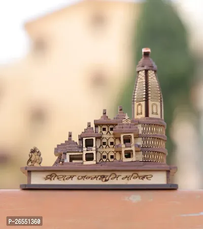 HaridwarDivine Ram mandir Ayodhya 3D Wood Temple Model for Home/Office/Shop/Decoration (12 X 6 X 12 Cm, Brown)-thumb2