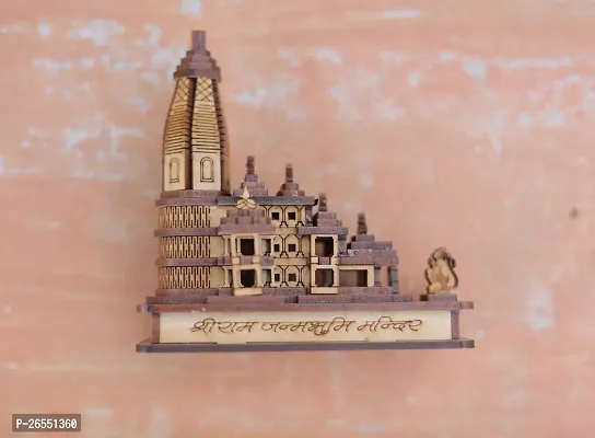 HaridwarDivine Ram mandir Ayodhya 3D Wood Temple Model for Home/Office/Shop/Decoration (12 X 6 X 12 Cm, Brown)-thumb4