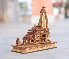 HaridwarDivine Miniature Wooden Ayodhya Shree Ram Janam Bhumi Mandir 3D Raplica for Home Temple, Gifting, Car Dashboard-thumb2