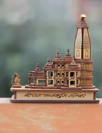 HaridwarDivine Miniature Wooden Ayodhya Shree Ram Janam Bhumi Mandir 3D Raplica for Home Temple, Gifting, Car Dashboard-thumb1