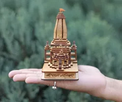 HaridwarDivine Miniature Wooden Ayodhya Shree Ram Janam Bhumi Mandir 3D Raplica for Home Temple, Gifting, Car Dashboard-thumb3