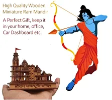 Roll over image to zoom in       HaridwarDivine Shri Ram Mandir Ayodhya 3D Model Wooden Hand Carved Temple 5 inches Decorative Showpiece Wood Temple for Gift-thumb2