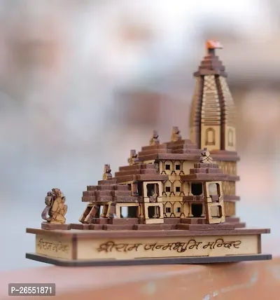 HaridwarDivine Shree Ram Mandir Ayodhya Model Temple Very Beautifully Hand Crafted MDF Polished Board for Car Dash Board, Office, Study, Table, Gift, etc