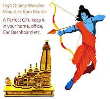 HaridwarDivine Miniature Shri Ram Janambhoomi Wooden Mandir Puja Room, Drawing Room or Study Room, Car Dashboard-thumb2