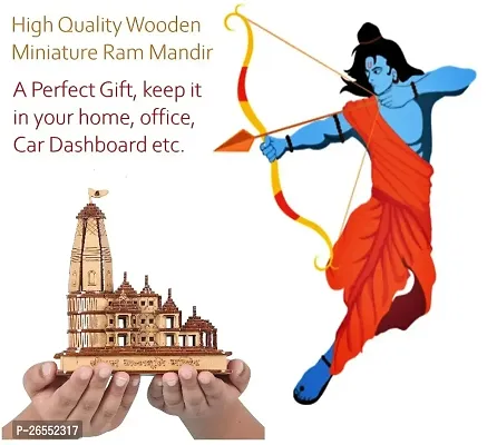 HaridwarDivine Miniature Shri Ram Janambhoomi Wooden Mandir Puja Room, Drawing Room or Study Room, Car Dashboard-thumb4