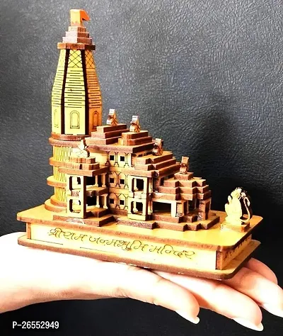 HaridwarDivine Beautiful Detailed Wooden Shri Ram Janam Bhumi Ayodhya Mandir-thumb0