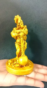 Haridwar Divine  Bahubali Hanuman Statue | Ramayani Balaji Bajrangbali Resin Murti for Car, Temple, Office | Sankat mochan Idol Home Deacute;cor Showpiece Gift for Housewarming, Anniversary |Golden - 4 Inch-thumb2