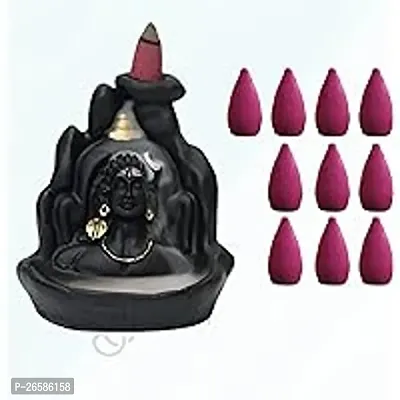 Haridwar Divine Meditating Shiv Mahakal Smoke Fountain Adiyogi Incense Holder with Free 10 Units of Cones-thumb0