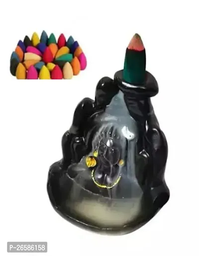 Haridwar Divine Meditating Shiv Mahakal Smoke Fountain Adiyogi Incense Holder with Free 10 Units of Cones-thumb3