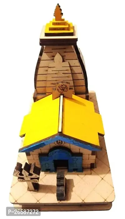 Haridwar Divine Beautiful Shri Kedarnath Dham Temple The Place of Light in Wood Miniature | Hand Crafted Small Wooden Temple for Gifting, Home Temple, Car Dashboard-thumb0