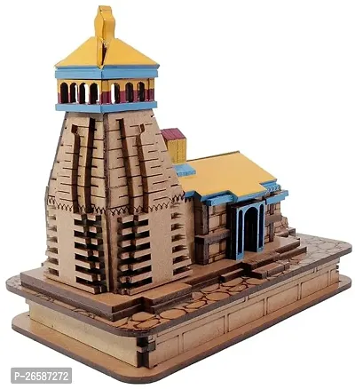 Haridwar Divine Beautiful Shri Kedarnath Dham Temple The Place of Light in Wood Miniature | Hand Crafted Small Wooden Temple for Gifting, Home Temple, Car Dashboard-thumb3