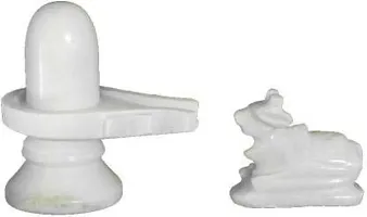 Haridwar Divine Marble shivling and Nandi Pure White Hand Made-thumb3