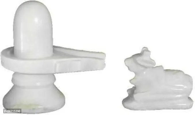 Haridwar Divine Marble Stone Shivling Nandi for Pooja, Nandi Pindi Marble, Nandi Idol 5 Shiva, shivalingam Home, Shiva Lingam, White shivling Office