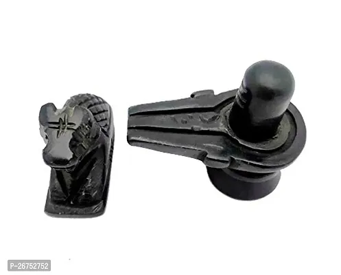 Haridwar Divine Pure Marble Ceramic Shiva Lingam Shivling  Nandi Ji showpieces Idol Combo - Black, Standard-thumb4