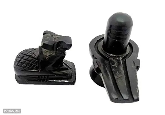 Haridwar Divine Handicrafts Black Marble Shiva Lingam Shivling  Nandi Ji Combo Decorative  Decorative Showpiece (Marble, Stone, Black)-thumb3