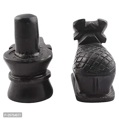 Haridwar Divine Natural Black Stone Stone Shivling and Nandi Ji for Temple, Home Pooja | Size : Shivling