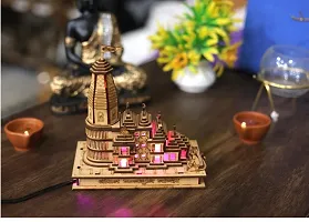 Haridwar Divine Hand Carved Temple with Multicolor Lights Shri Ram Mandir Ayodhya 3D Decorative Showpiece Wood Temple for Gift Home/Office/Shop and Home Decoration-thumb2
