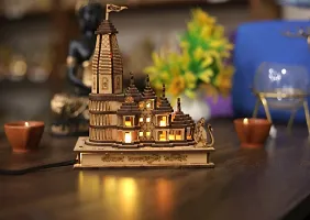 Haridwar Divine Wood Shri Ram Mandir Ayodhya Mandir for Home, Ideal for Home Decor, Temple and Best Gift, Gold -with Light-thumb1