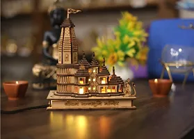 Haridwar Divine Wood Shri Ram Mandir Ayodhya Mandir for Home, Ideal for Home Decor, Temple and Best Gift, Gold -with Light-thumb2