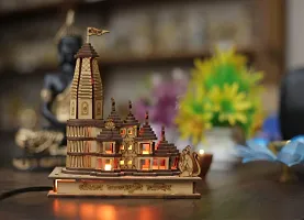 Haridwar Divine Wood Shri Ram Mandir Ayodhya Mandir for Home, Ideal for Home Decor, Temple and Best Gift, Gold -with Light-thumb1