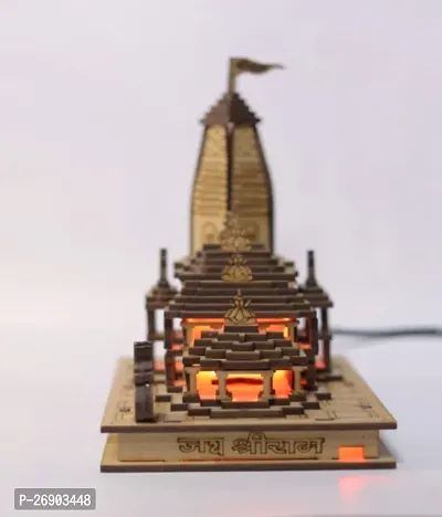 Haridwar Divine LED Lights Hand Carved Temple with Multicolor Lights Shri Ram Mandir Ayodhya 3D Decorative Showpiece Wood Temple for Gift Wooden Ram Janmbhoomi Home