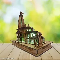 Haridwar Divine LED Lights Hand Carved Temple with Multicolor Lights Shri Ram Mandir Ayodhya 3D Decorative Showpiece Wood Temple for Gift Wooden-thumb2