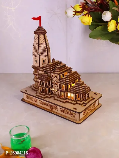 Haridwar Divine Ram Mandir Ayodhya 3D Model Wooden with LED Light (15x9x17) CM | Detachable Ram Mandir|Beautiful Ram Mandir