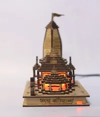 Haridwar Divine Ram Mandir Ayodhya 3D Model Wooden with LED Light (15x9x17) CM | Detachable Ram Mandir|Beautiful Ram Mandir-thumb3