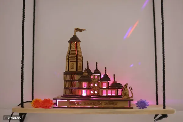Haridwar Divine Ram Mandir Ayodhya Model 3D with Light Power Adapter and Wooden Protective Box - 17 cm Height-thumb4