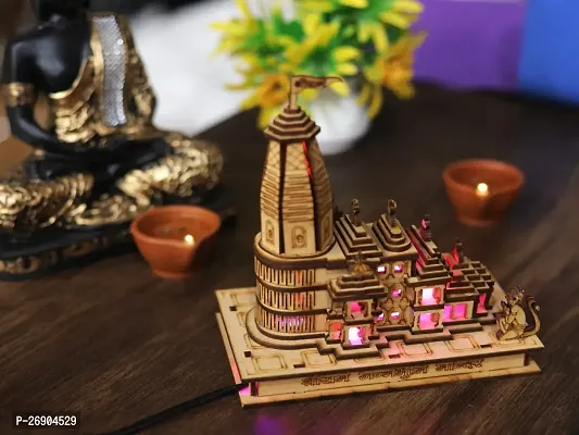 Wooden Shri Ram Mandir Ayodhya Temple With Lights-thumb3