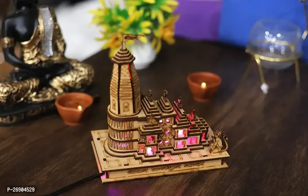 Wooden Shri Ram Mandir Ayodhya Temple With Lights-thumb5