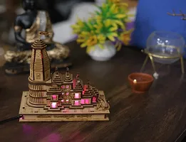 Wooden Shri Ram Mandir Ayodhya Temple With Lights-thumb3