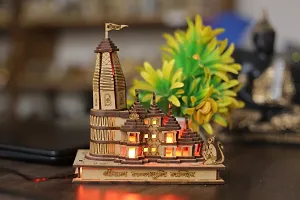 Haridwar Divine Ram Mandir Ayodhya Wooden Temple Model Decorative Statue with Light Ideal for Home Deacute;cor and Gifting-thumb3