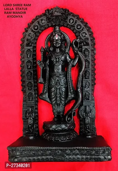 Lord Shree Ram Statue Ram Janambhumi  Ayodhya Ram Mandir With Made Of Polyresin Material In Blavk Colour With The Dimension Of ( Length  11 cm Breadth  06 cm Height 18 cm )