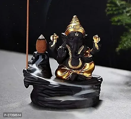 Ganesh Bhagwan Idol Shree Ganesh Murti Made With Polyresin Material And Free 10 Backflow Cone . Idol Worship In Home Tample.-thumb0