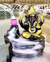 Polyresin Material Lord  Ganesh Idol Shree Ganesh In Golden Colour Also Free 10 Backflow Cone.-thumb1