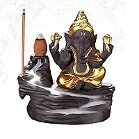 Idol Shree Ganesh  Water Fountain Suitable To Home Free 10 Backflow Incane Holder Cone. With In Golden Colour.-thumb1