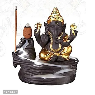 Idol Shree Ganesh  Water Fountain Suitable To Home Free 10 Backflow Incane Holder Cone. With In Golden Colour.-thumb2