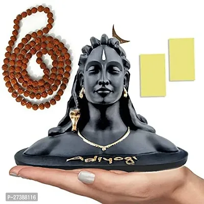 Lord Adiyogi Shiva Made With Polyresin Material With In Black Colour And Also With Rudraksh Mala With 108,Beads for Wearing and Japa Mala-thumb0