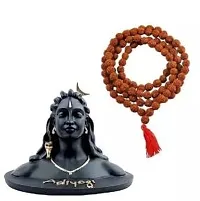 Lord Adiyogi Shiva Made With Polyresin Material With In Black Colour And Also With Rudraksh Mala With 108,Beads for Wearing and Japa Mala-thumb1