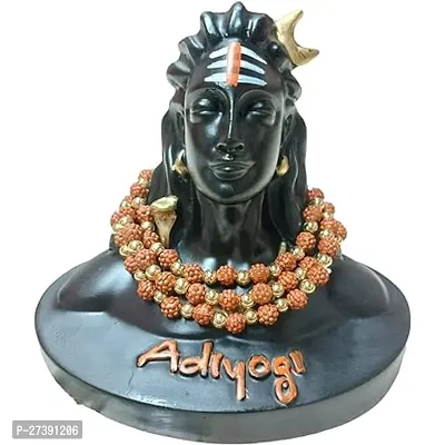 In Black Colour Made With Pure Polyresin Material   Lord Idol Adiyogi With Rudraksh  Mala  Adiyogi Statue In Forehead A Beautiful Tilak