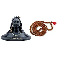 In Black Colour Made With Pure Polyresin Material   Lord Idol Adiyogi With Rudraksh  Mala  Adiyogi Statue In Forehead A Beautiful Tilak-thumb1