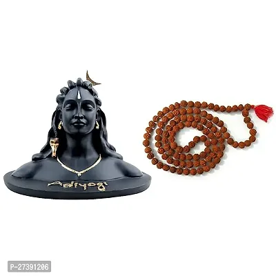 In Black Colour Made With Pure Polyresin Material   Lord Idol Adiyogi With Rudraksh  Mala  Adiyogi Statue In Forehead A Beautiful Tilak-thumb2