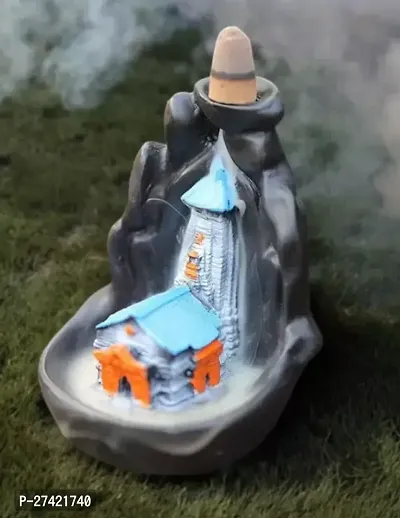 Polyresin Material Made Lord Shankar Smoke Kedarnath Mandir  with 10  Backflow Cone-thumb0