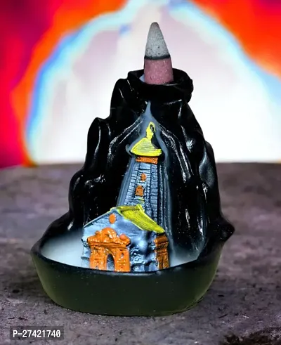 Polyresin Material Made Lord Shankar Smoke Kedarnath Mandir  with 10  Backflow Cone-thumb2