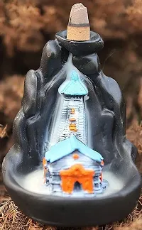 Smoke Kedarnath Tample Incase Holder With  10 Backflow Cone  Kedarnath  Tample Made With Polyresin Material In Black Colour-thumb1